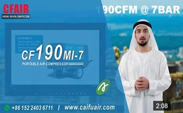 CF185MI-7 CFAIR 185 CFM 7 Bar Mobile Diesel Air Compressor Engineered for Middle East Conditions