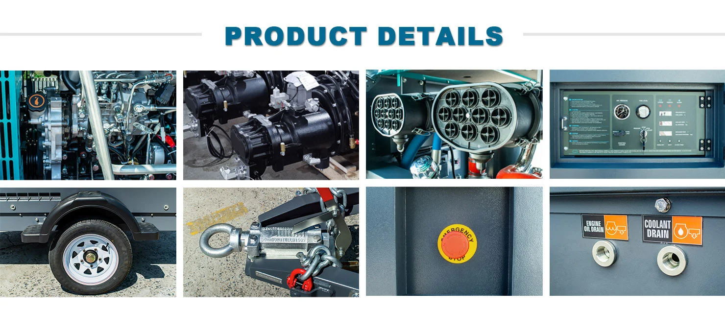 CF275MI-7 Mobile Diesel CFAIR Screw Air Compressor 7 Bar 275 CFM with Engine ISUZU for Mining