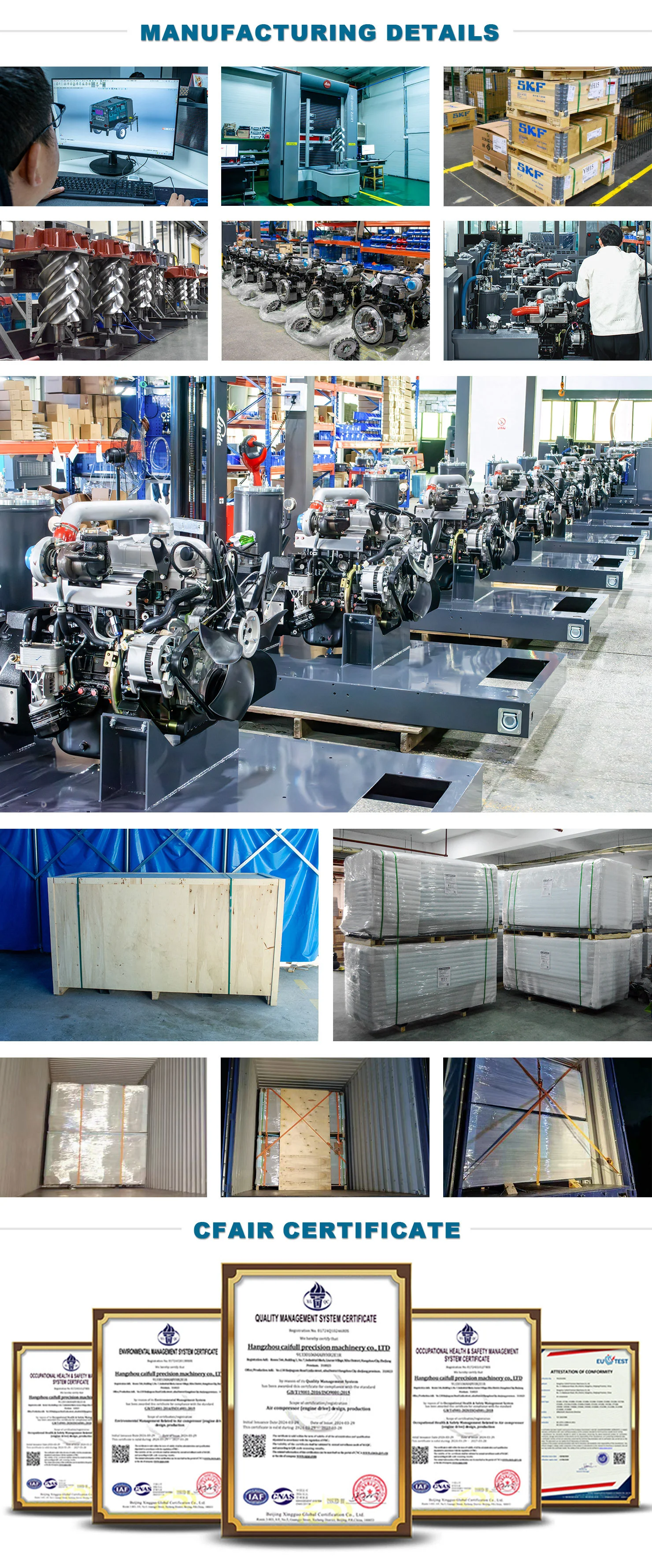 CF275MI-7 Mobile Diesel CFAIR Screw Air Compressor 7 Bar 275 CFM with Engine ISUZU for Mining