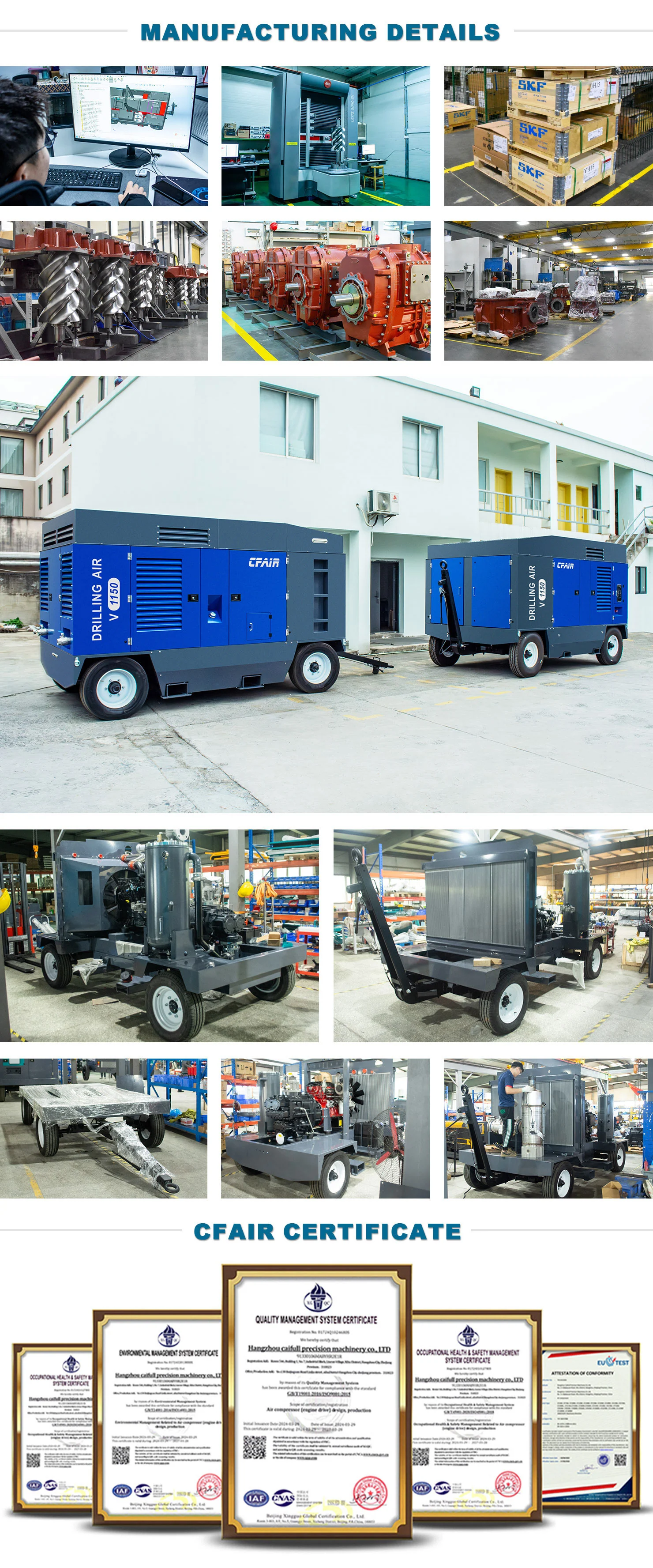 1150cfm-25 High Pressure Portable Diesel Air Compressor