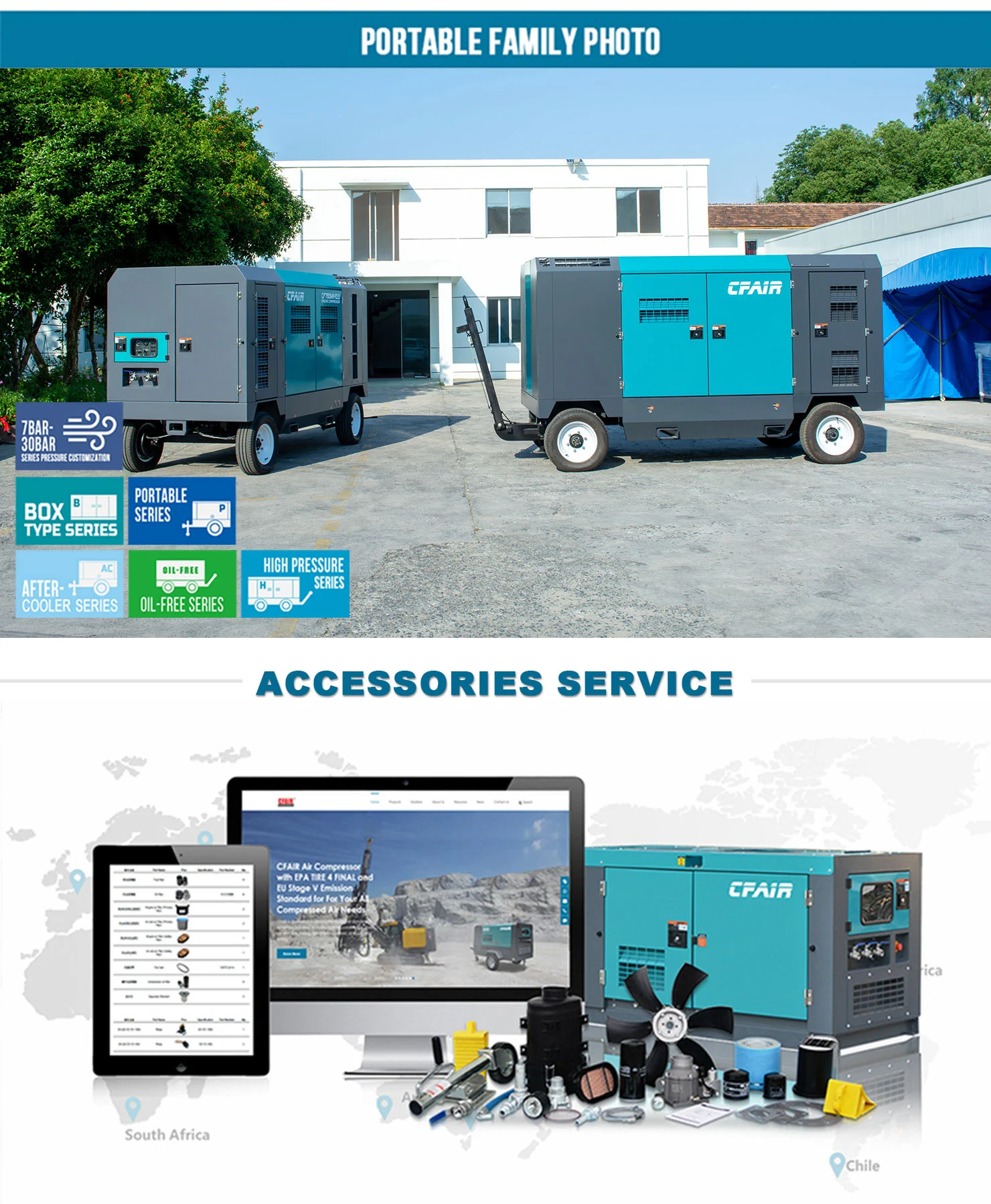 1150cfm-25 High Pressure Portable Diesel Air Compressor