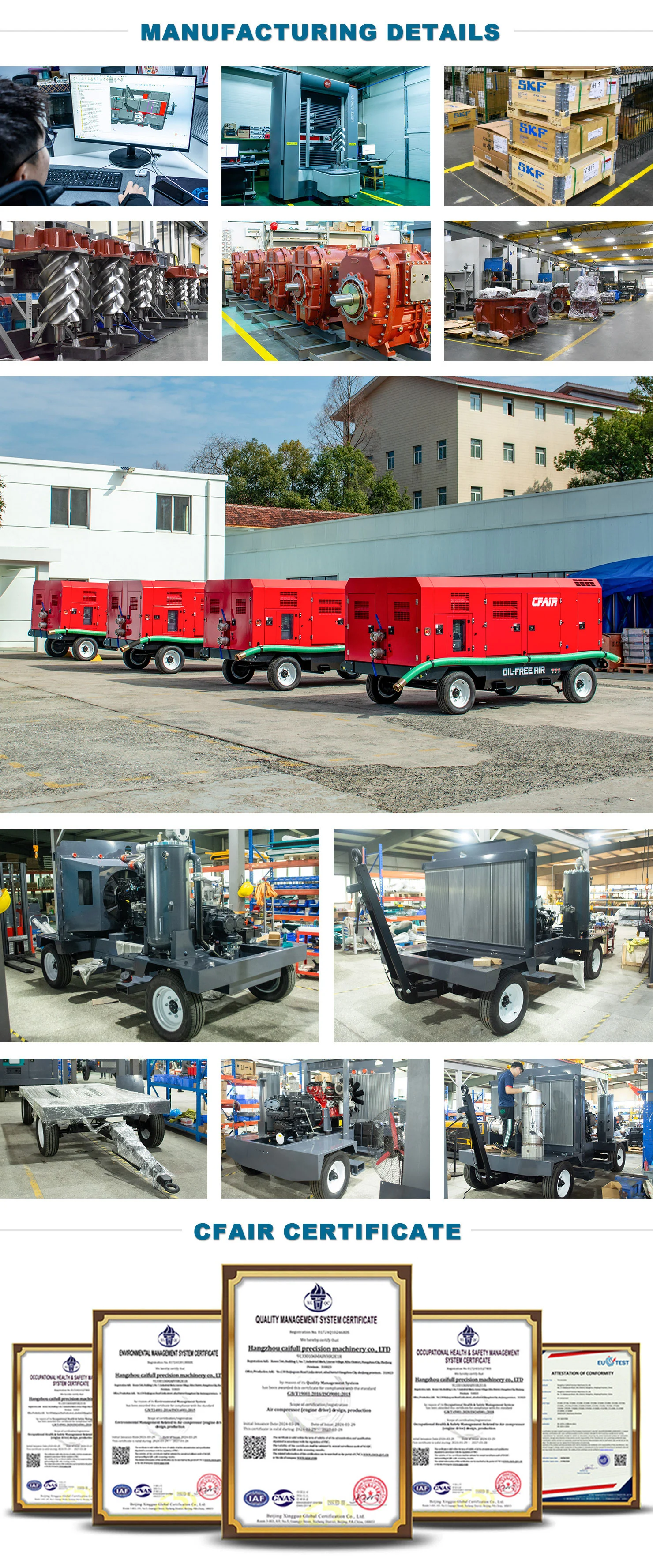 Mobile Engine Driven Oil Free Air Compressor 1600 CFM