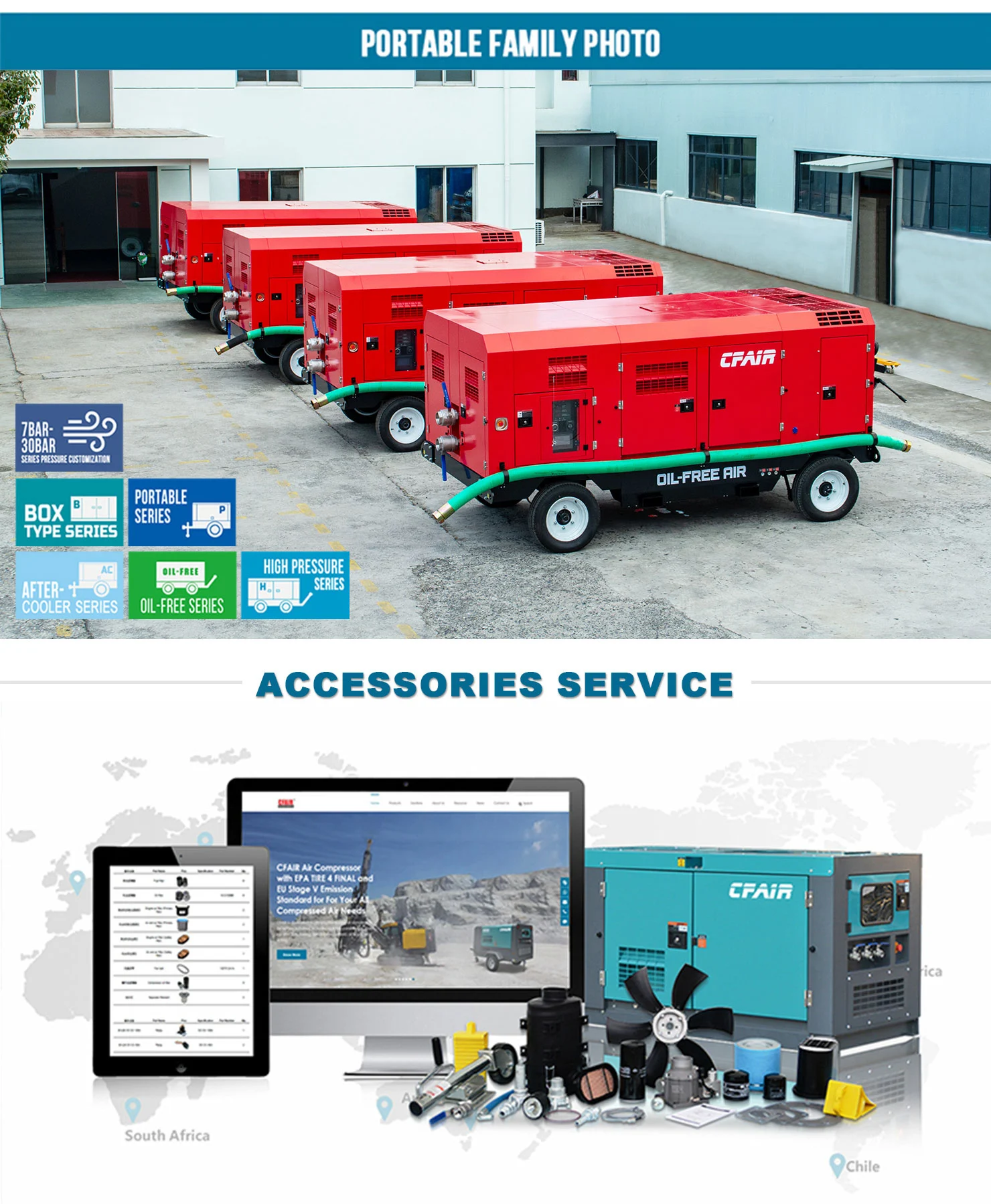 Mobile Engine Driven Oil Free Air Compressor 1600 CFM