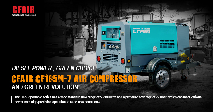 CF185M-7 185cfm 7 Bar Diesel Air Compressor Are More Popular In Construction